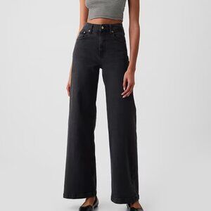 High Rise Stride Wide Leg Jeans Washed Black Size 31 Tall (Fits like a size 10)